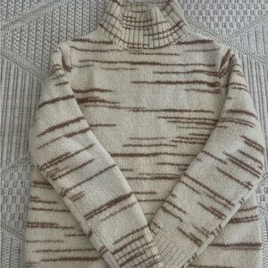 Banana Republic Cream and Brown Turtleneck Sweater